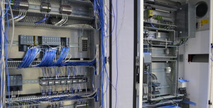 Wiring inside of a custom control panel assembly from MIS Controls.