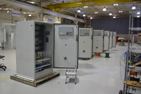 Row of panels being assembled by MIS Controls